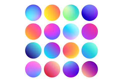 Rounded holographic gradient sphere button. Multicolor fluid circle gr