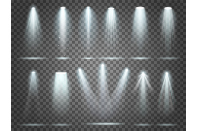 Beam of floodlight, illuminators lights, stage illumination spotlight.