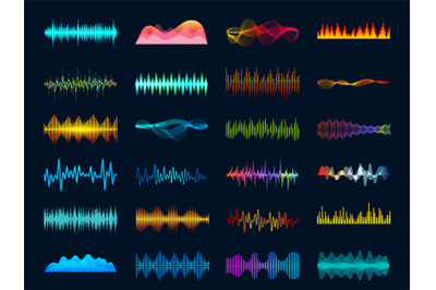 Audio waveform signals, wave song equalizer, stereo recorder sound vis