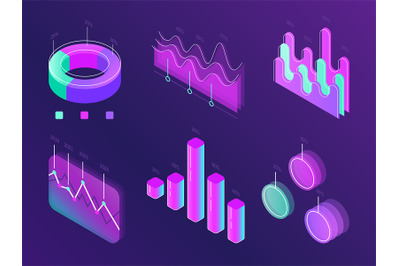 Business statistic digital infographic charts. Modern isometric info g