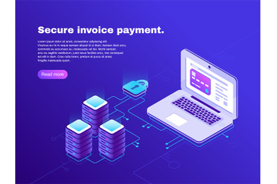 Electronic billing connection of laptop and database. Secure invoice p