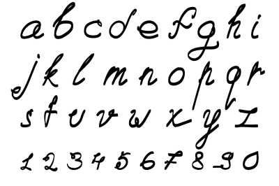 Calligraphic vector font. Handdrawn.