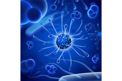 Microscopic bacteria. Bacterium microorganism&2C; viruses and microbes ba