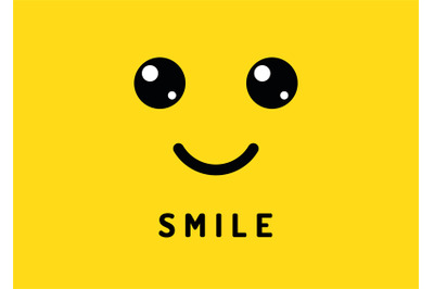 Happy smile. Smiling face on yellow background. Laughter logo, funny v