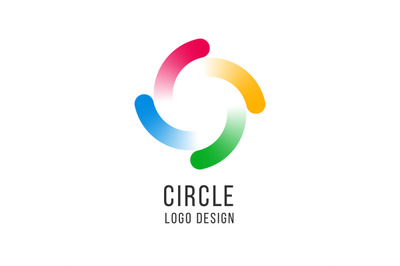 Circle logo. Circled spiral, swirl universal color logotype. Abstract