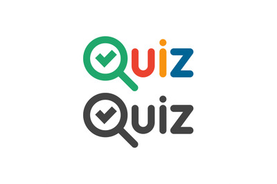 Quiz game show logo. Quizzes and test competition icon with tick symbo