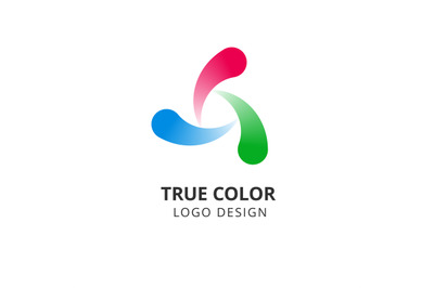 Circle swirl logo. Colorful round abstract emblem. True color spiral v