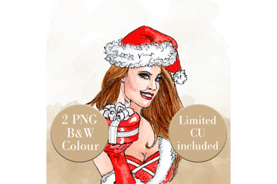 Christmas Girl with Presents Clipart