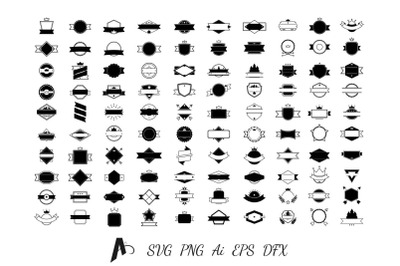 100 Badges and Frames Bundle, Labels / Logo Kit Vector Icons.