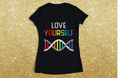 LGBT Love Yourself Rainbow DNA | SVG | PNG | DXF