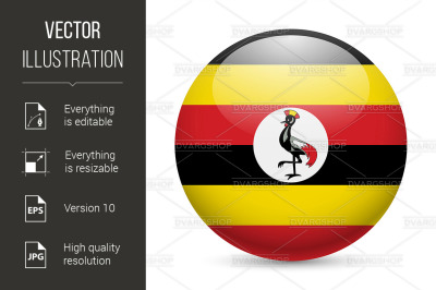 Round glossy icon of Uganda