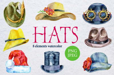 Watercolor hats