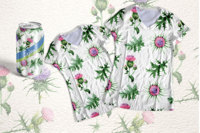 Thistle Watercolor Set, Digital Flowers, Clipart, Hand Painted