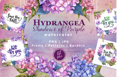 Watercolor Hydrangea Set, Watercolor Flowers, Hand Painted