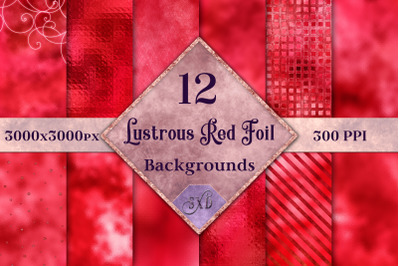 Lustrous Red Foil Backgrounds - 12 Image Textures