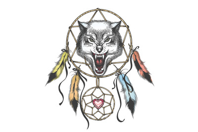 Wolf Head Native Americans Totem Symbol