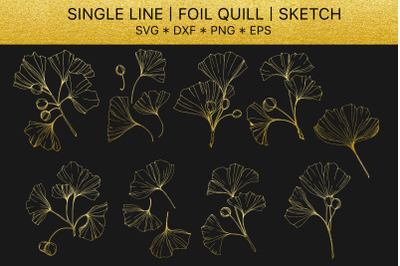 Foil quill SVG golden crystals. Single line design.