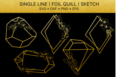 Foil quill svg golden crystals