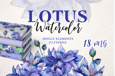 Watercolor Lotus PNG set