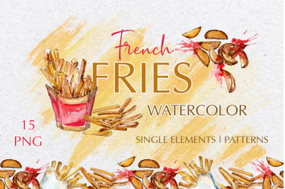 French fries Watercolor png
