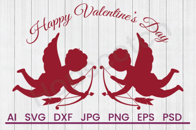 Happy Valentine Cupids - SVG File, DXF File