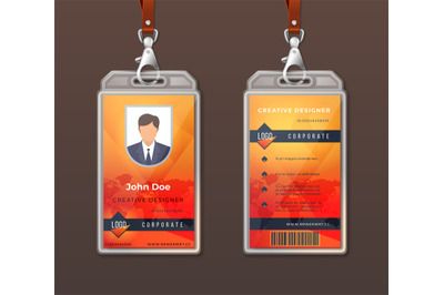 ID card corporate identity. Employee access badge design template, off