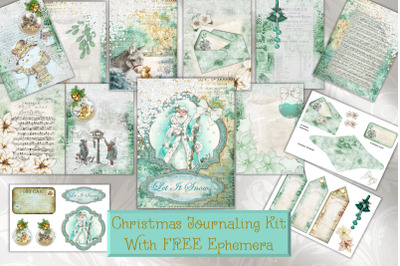 Christmas Printable Journaling pages with Free Ephemera. Commercial Us