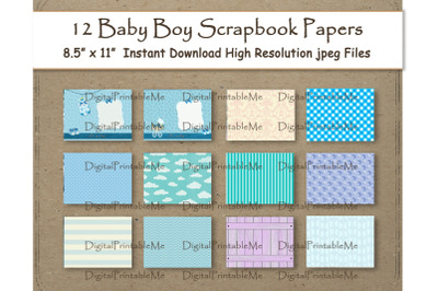 Baby Boy Digital Paper 8,5&quot; x 11&quot; scrapbook paper blue Texture 12 prin
