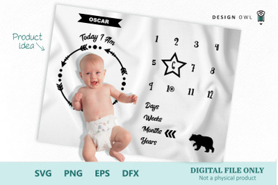 Baby Bear Milestone Blanket - SVG cut file