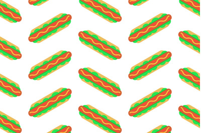 Seamless Pattern with Hot Dog