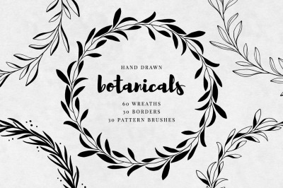 Hand Drawn Wreaths, Borders and Pattern Brushes