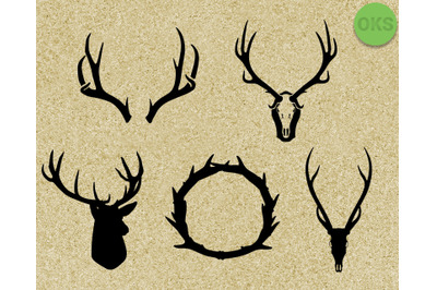 antlers SVG cut files, DXF, vector EPS cutting file instant download