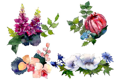 Bouquet of flowers Charms watercolor png