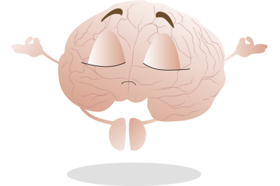 Mascot brain doing meditation. Feel calm and peaceful