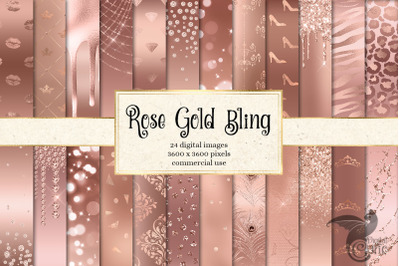 Rose Gold Bling Digital Paper