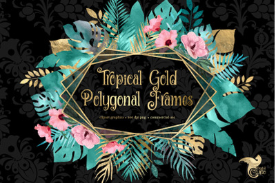 Tropical Gold Polygonal Frames Clipart