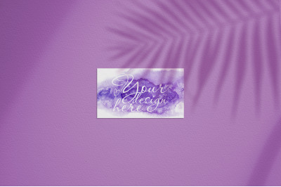 Business card Mockup. Natural overlay lighting shadows the leaves. Bus