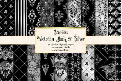 Black and Silver Victorian Digital Paper