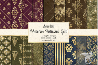 Victorian Distressed Gold Digital Paper