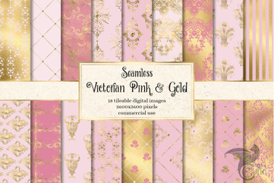 Victorian Pink and Gold Digital Paper