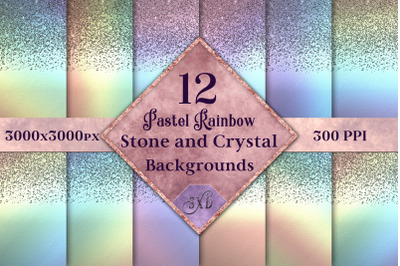 Pastel Rainbow Stone and Crystal Backgrounds - 12 Images