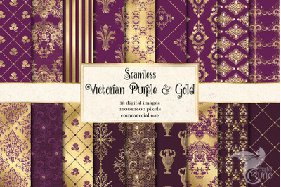 Victorian Purple and Gold Digital Paper