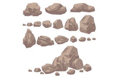 Rock stone. Isometric rocks and stones, geological granite massive bou