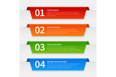 Colorful infographic banners. Tabbed labels template, infographics num