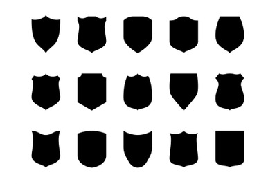 Shield blank emblems. Heraldic shields, security black labels. Knight