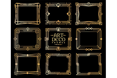 Art deco frames. Gold gatsby deco frame border&2C; golden romantic invita