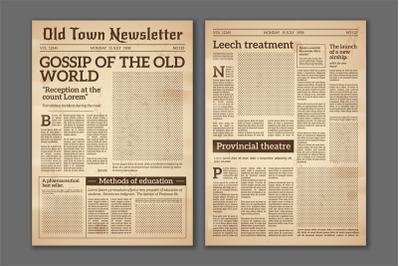 Vintage newspaper. News articles newsprint magazine old design. Brochu