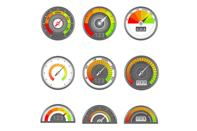 Credit indicator. Speedometer score gauge level scale, indicator rate