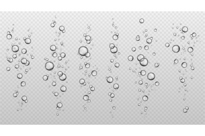 Water bubbles. Abstract fresh soda bubble groups. Effervescent oxygen