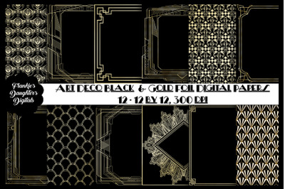 Art Deco Black &amp; Gold Foil Digital Papers